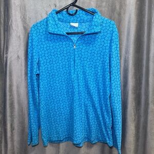 COLUMBIA Women Arctic Air 1/4  Zip Polar Ultralight Fleece Pullover, Geo Blue- L